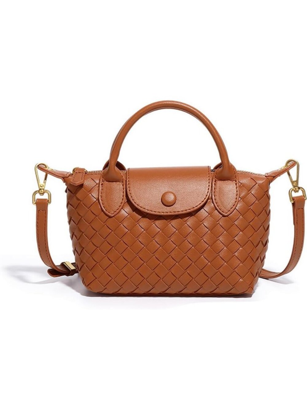 Chic Mini Braided Leather Handbag - Stylish Women's Top Handle Satchel for